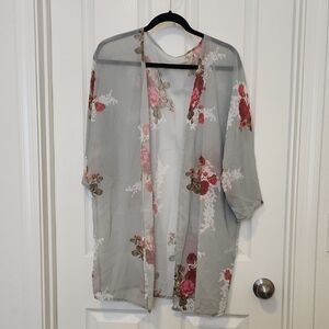 Sheer Floral Kimono Cardigan